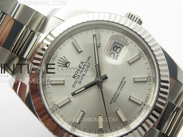 DateJust 41 126334 Clean 1:1 Best Edition 904L Steel Silver Stick Dial on Oyster Bracelet VR3235 - Image 8