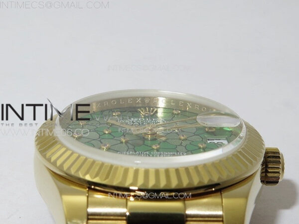 DateJust 31mm 278274 YG GMF Best Edition Green Flowers Crystals Dial on YG President Bracelet A2824 - Image 8