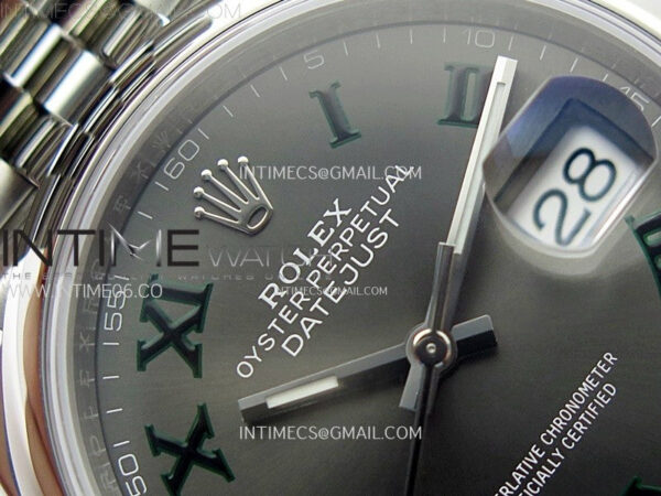 DateJust 36 SS 126200 904L Steel VSF 1:1 Best Edition Gray Dial Roman Markers on Jubilee Bracelet VS3235 - Image 8