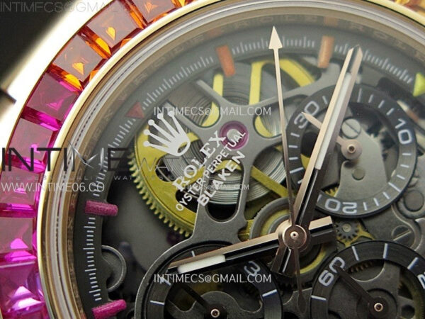 Blacken Daytona RG Rainbow Bezel GETF Best Edition Skeleton Dial on Rubber Strap SA4130 - Image 8