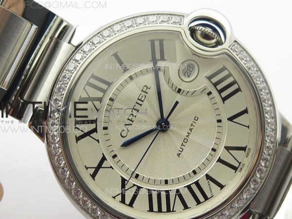 Ballon Bleu 42mm Diamonds Bezel SS K3F 1:1 Best Edition White Texture Dial on SS Bracelet A2824 - Image 8