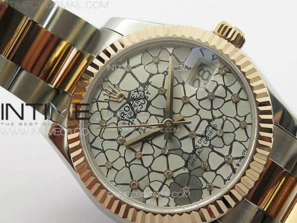DateJust 31mm 72610 SS/RG APSF Best Edition Blue Flowers Crystals Dial on Oyster Bracelet A2824 - Image 8