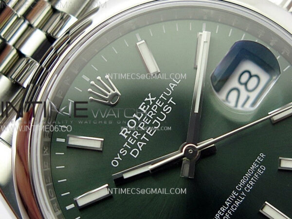 DateJust 36 SS 126200 904L Steel VSF 1:1 Best Edition Green Dial Sticks Markers on Jubilee Bracelet VS3235 - Image 8