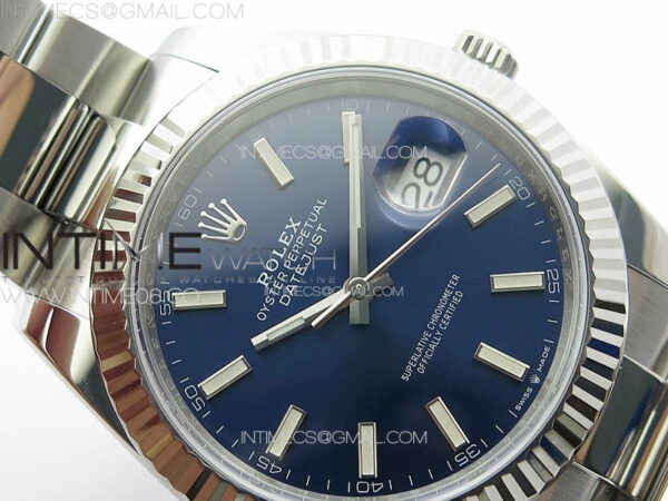 DateJust 41 126334 Clean 1:1 Best Edition 904L Steel Blue Stick Dial on Oyster Bracelet VR3235 - Image 8