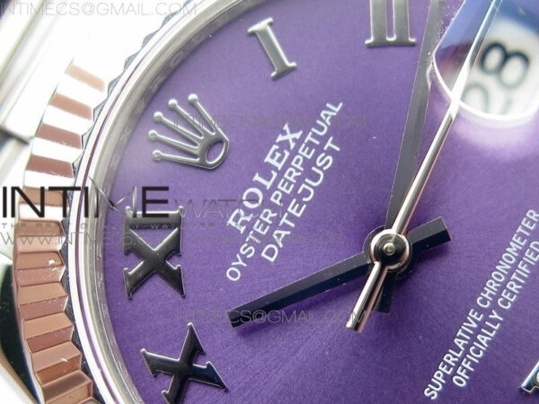 Datejust 31mm 278275 SS BP Best Edition Purple Roman Markers Dial(@6 Crystal Makrer) on SS President Bracelet - Image 8