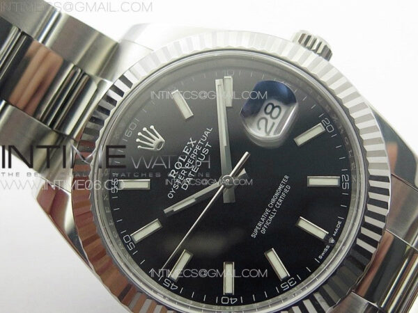DateJust 41 126334 Clean 1:1 Best Edition 904L Steel Black Stick Dial on Oyster Bracelet VR3235 - Image 8