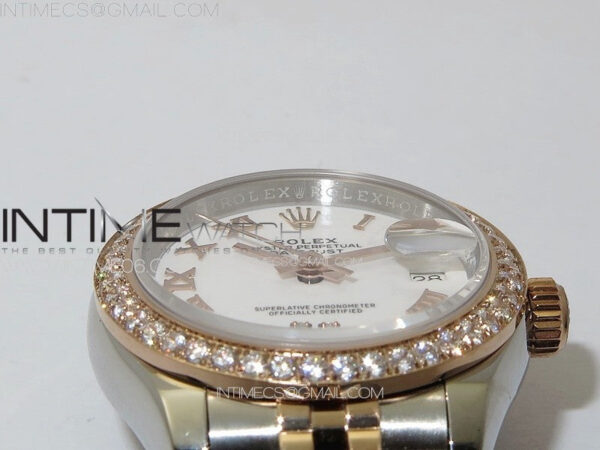 Datejust 28mm 279179 SS/RG APSF Best Edition White Dial Roman Markers on SS/RG Jubilee Bracelet NH05 - Image 8