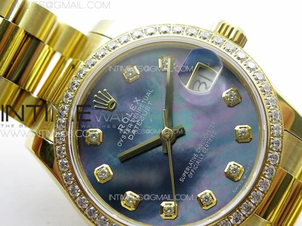 DateJust 31mm 178271 YG APSF Best Edition Blue MOP Dial Crystal Markers on President Bracelet A2824 - Image 6