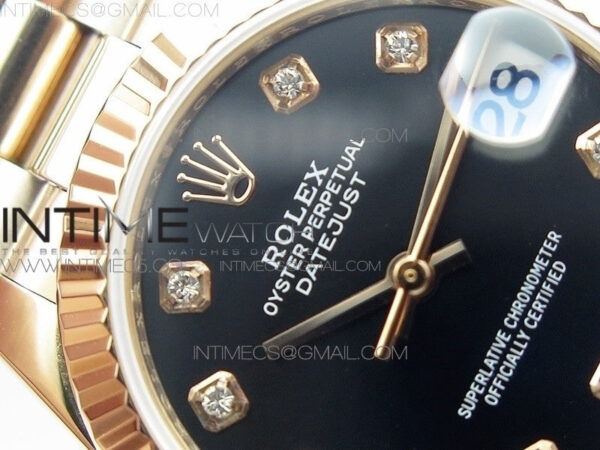 Datejust 31mm 278275 RG BP Best Edition Black Crystal Markers Dial on RG President Bracelet - Image 8