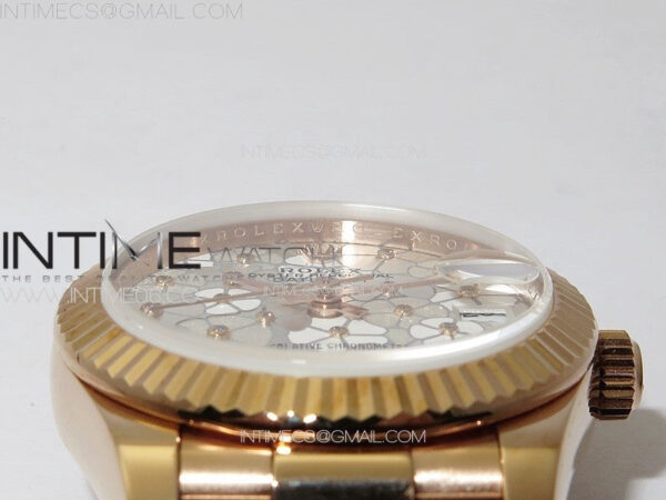 DateJust 31mm 278274 RG GMF Best Edition Silver Flowers Crystals Dial on RG President Bracelet A2824 - Image 8