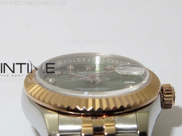 Datejust 28mm 279179 SS/RG APSF Best Edition Green Dial Crystals Markers on SS/RG Jubilee Bracelet NH05 - Image 8