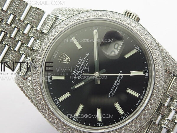 DateJust 41 126334 Full Paved Diamonds BP Best Edition Black Dial Stick Markers on Jubilee Bracelet A2824 - Image 8