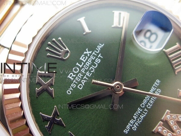 Datejust 31mm 278275 RG BP Best Edition Green Roman Markers Dial @6 Dia on RG President Bracelet - Image 8