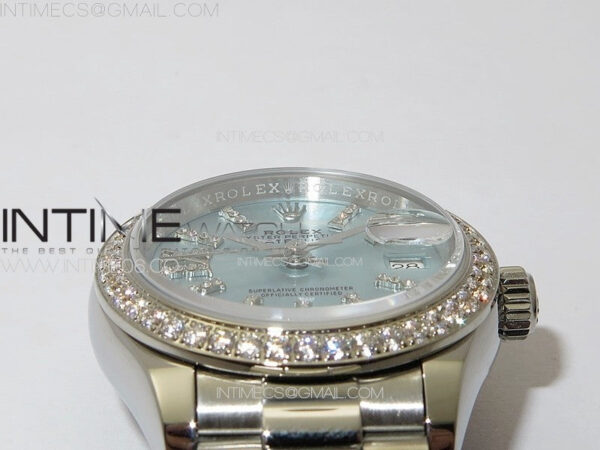 Datejust 28mm 279179 SS/Crystals APSF Best Edition Ice Blue Dial Sticks Crystals Markers on SS President Bracelet NH05 - Image 8