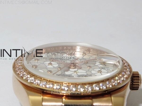 DateJust 31mm 278274 RG Crystals Bezel GMF Best Edition Silver Flowers Crystals Dial on RG President Bracelet A2824 - Image 8