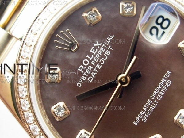 Datejust 31mm 278275 RG BP Best Edition Dia Bezel Brown Roman Crystal Markers Dial on RG President Bracelet - Image 9