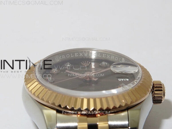 Datejust 28mm 279179 SS/RG APSF Best Edition Brown Dial Crystals Markers on SS/RG Jubilee Bracelet NH05 - Image 8
