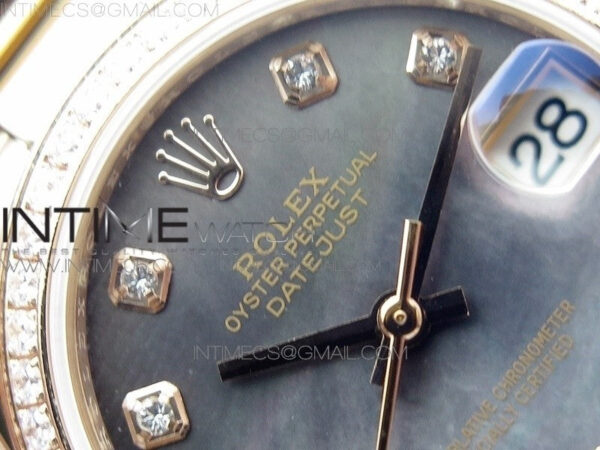 Datejust 31mm 278275 RG Dia Bezel BP Best Edition Gray MOP Crystal Markers Dial on RG President Bracelet - Image 8