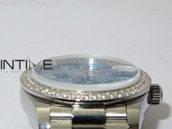 DateJust 31mm 278274 904L SS/Crystals Bezel GMF Best Edition Blue Flowers Crystals Dial on 904L President Bracelet A2824 - Image 8