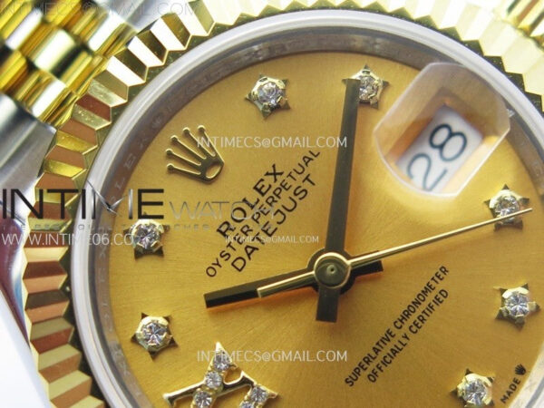 Datejust 28mm 279173 SS/YG APSF Best Edition Gold Dial Star Crystals Markers on Jubilee Bracelet NH05 - Image 8