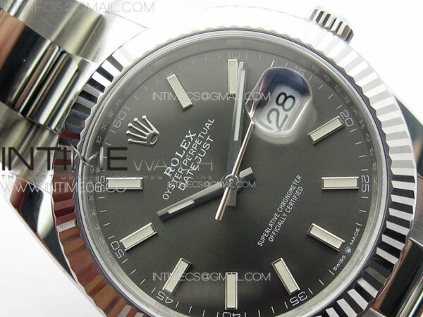 DateJust 41 126334 Clean 1:1 Best Edition 904L Steel Gray Stick Dial on Oyster Bracelet VR3235 - Image 8