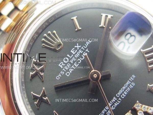 Datejust 28mm 279171 Smooth Bezel SS/RG APSF Best Edition Gray Dial Roman Markers on SS Jubilee Bracelet NH05 - Image 8