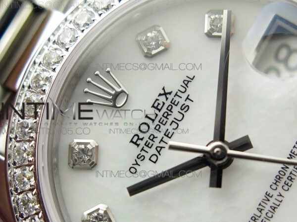 Datejust 31mm 278275 SS Crystal bezel BP Best Edition White Mop Dial(@6 Crystal Marker) on SS President Bracelet - Image 8