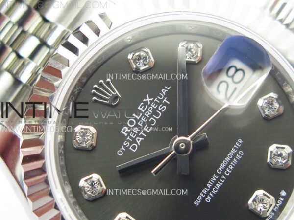Datejust 28mm 279179 SS APSF Best Edition Gray Dial Crystals Markers on SS Jubilee Bracelet NH05 - Image 7