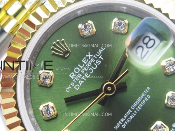 Datejust 28mm 279173 SS/YG APSF Best Edition Green Dial Crystals Markers on Jubilee Bracelet NH05 - Image 8