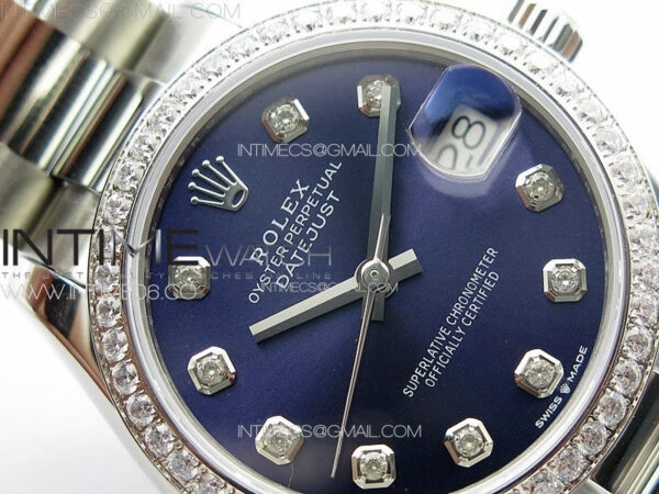 DateJust 31mm 178271 SS Crystal Bezel APSF Best Edition Blue Dial Crystal Markers on Oyster Bracelet A2824 - Image 8
