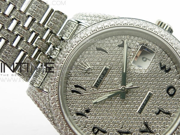 DateJust 41 126334 Full Paved Diamonds BP Best Edition Diamond Dial Arabic Markers on Jubilee Bracelet A2824 - Image 8