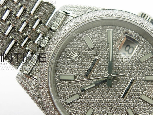 DateJust 41 126334 Full Paved Diamonds BP Best Edition Diamonds Dial Stick Markers on Jubilee Bracelet A2824 - Image 8
