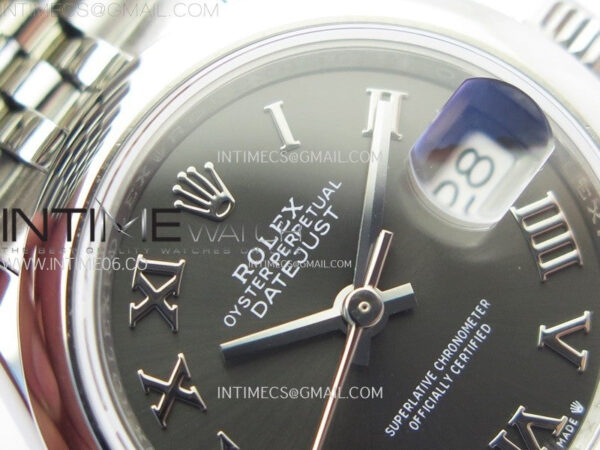 Datejust 28mm 279166 Smooth Bezel SS APSF Best Edition Gray Dial Roman Markers on SS Jubilee Bracelet NH05 - Image 8
