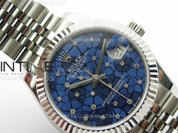 DateJust 31mm 72610 SS APSF Best Edition Blue Flowers Crystals Dial on Jubilee Bracelet A2824 - Image 8