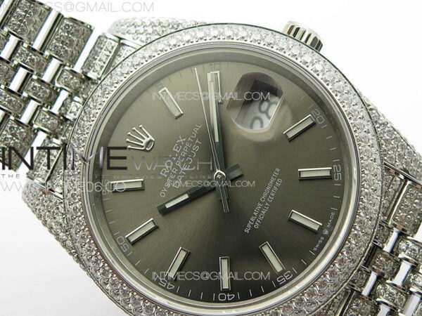 DateJust 41 126334 Full Paved Diamonds BP Best Edition Rhodium Dial Stick Markers on Jubilee Bracelet A2824 - Image 8