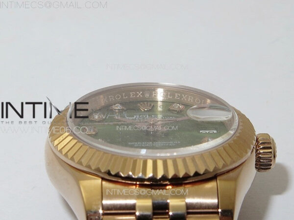 Datejust 28mm 279179 RG APSF Best Edition Green Dial Crystals Markers on SS Jubilee Bracelet NH05 - Image 8