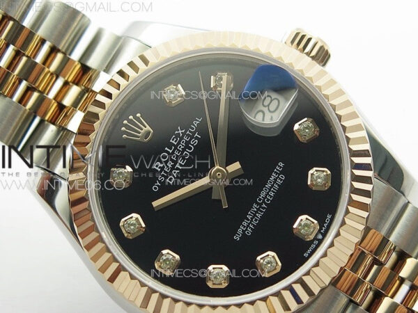 DateJust 31mm 178271 SS/RG APSF Best Edition Black Dial Crystal Markers on Jubilee Bracelet A2824 - Image 8