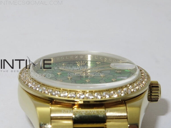 DateJust 31mm 278274 YG Crystals Bezel GMF Best Edition Green Flowers Crystals Dial on YG President Bracelet A2824 - Image 8