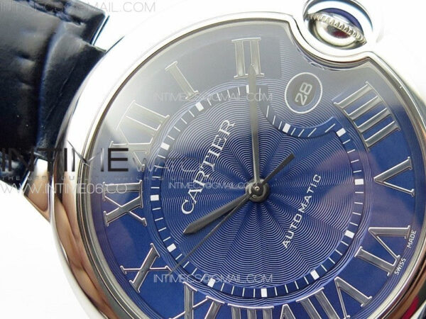 Ballon Bleu 42mm SS K3F 1:1 Best Edition Blue Texture Dial on Blue Leather Strap A2824 - Image 8