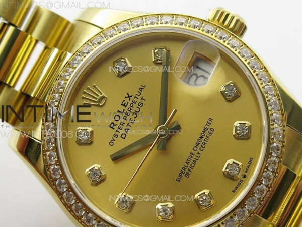 DateJust 31mm 178271 YG APSF Best Edition YG Dial Crystal Markers on President Bracelet A2824 - Image 8