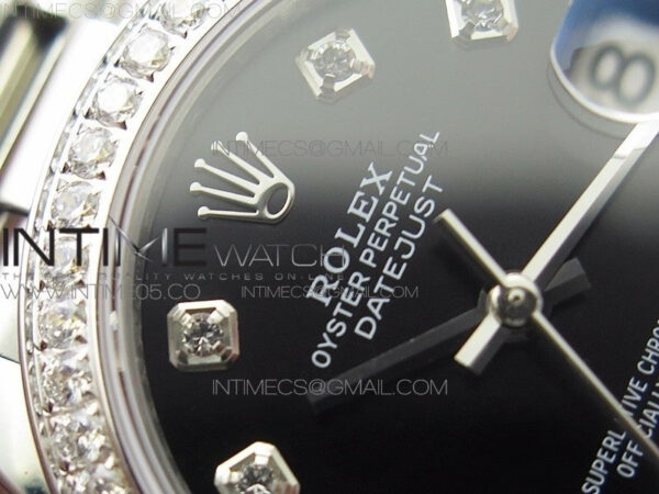 Datejust 31mm 278275 SS Crystal bezel BP Best Edition Black Dial(@6 Crystal Marker) on RG President Bracelet - Image 8