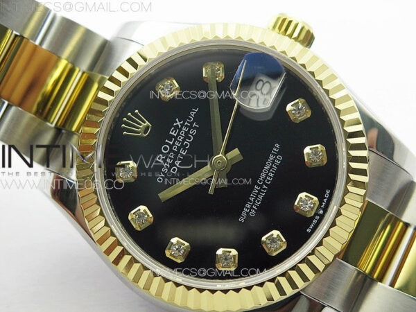 DateJust 31mm 178271 SS/YG APSF Best Edition Black Dial Crystal Markers on Oyster Bracelet A2824 - Image 8