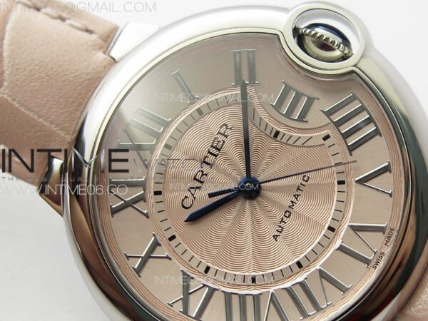 Ballon Bleu 36mm SS K3F 1:1 Best Edition Pink Textured Dial on Pink Leather Strap A076 - Image 8
