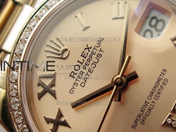 Datejust 31mm 278275 RG Dia Bezel BP Best Edition RG Roman Markers Dial @6 Dia on RG President Bracelet - Image 7