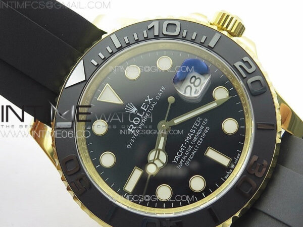 Yacht-Master 126655 YG 3EF 1:1 Best Edition 3D Black Ceramic Bezel on Black Rubber Strap VR3235 - Image 9
