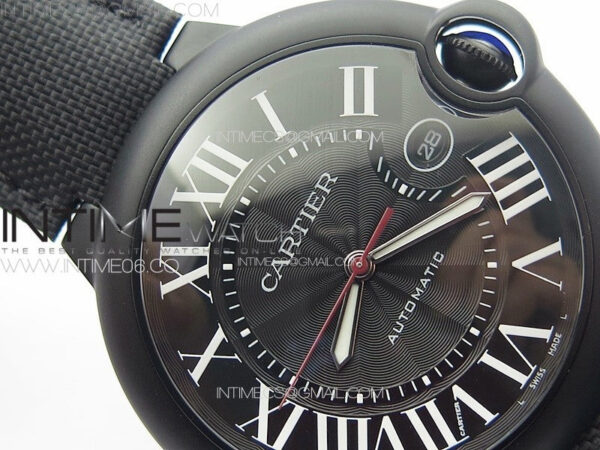Ballon Bleu 42mm DLC K3F 1:1 Best Edition Black Texture Dial on Black Leather Strap A2824 - Image 8