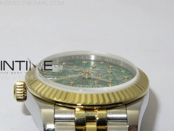 DateJust 31mm 278274 904L SS/YG GMF Best Edition Green Flowers Crystals Dial on 904L SS/YG Jubilee Bracelet A2824 - Image 9