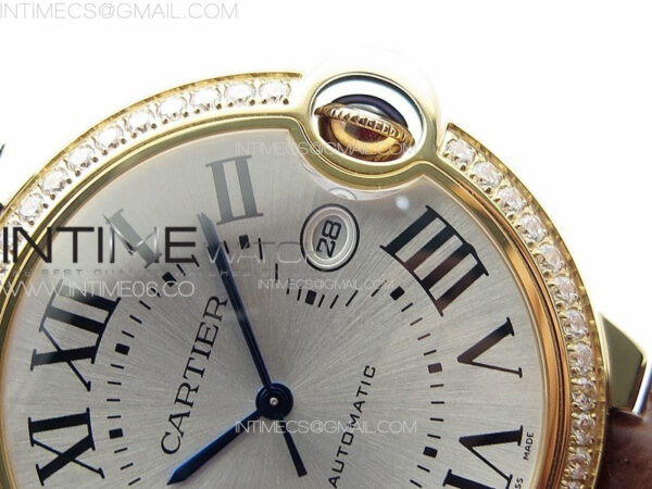 Ballon White 42mm Double Diamonds Bezel RG K3F 1:1 Best Edition White Texture Dial on Black Leather Strap A2824 - Image 9