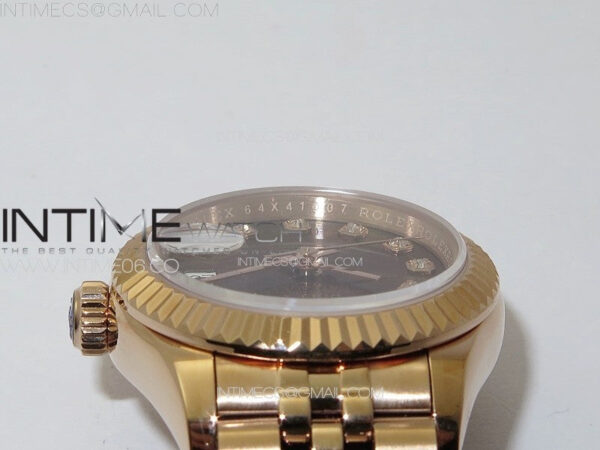 Datejust 28mm 279179 RG APSF Best Edition Brown Dial Crystals Markers on SS Jubilee Bracelet NH05 - Image 9