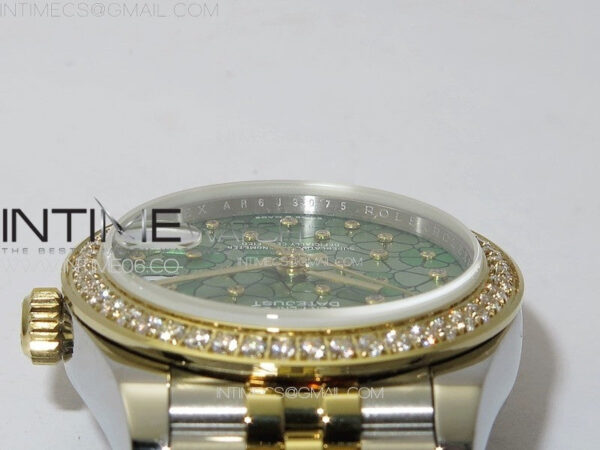 DateJust 31mm 278274 904L SS/YG Crystals Bezel GMF Best Edition Green Flowers Crystals Dial on 904L SS/YG Jubilee Bracelet A2824 - Image 9